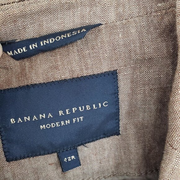 Banana Republic Modern Fit Linen Resort Casual Coastal Earthy Blazer Jacket 42R - Picture 4 of 11